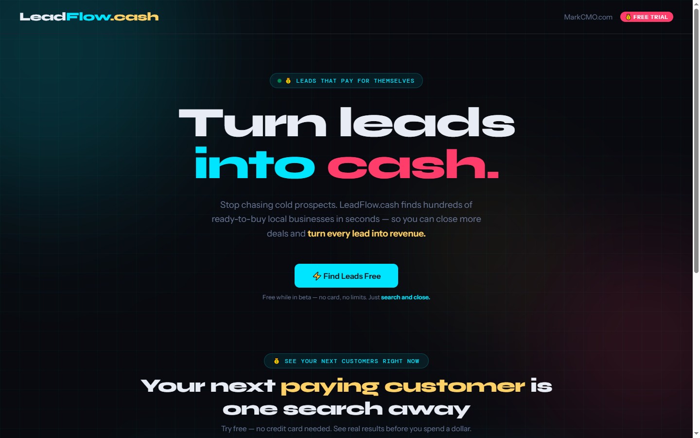 leadflow.cash live screenshot